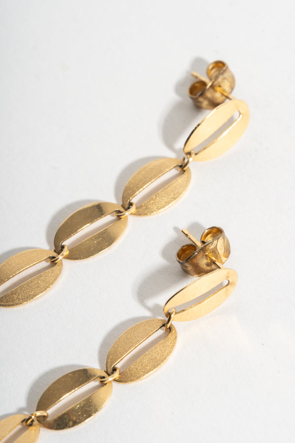 14K Oval Link Chain Stud Earrings