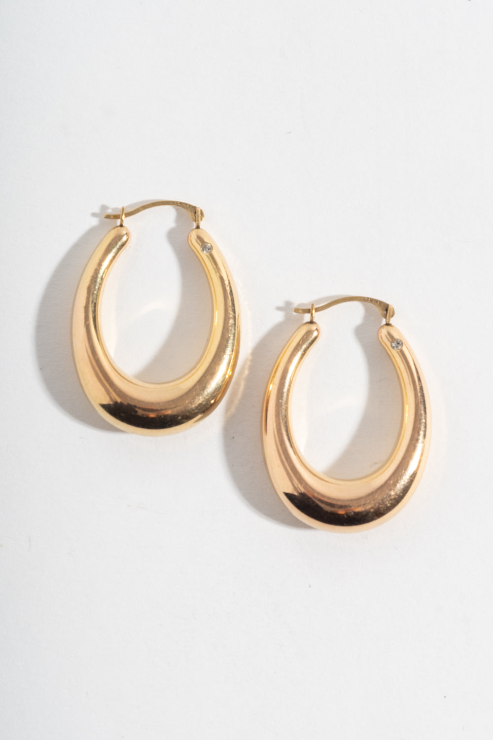 14K Oval Hoops with Diamonds