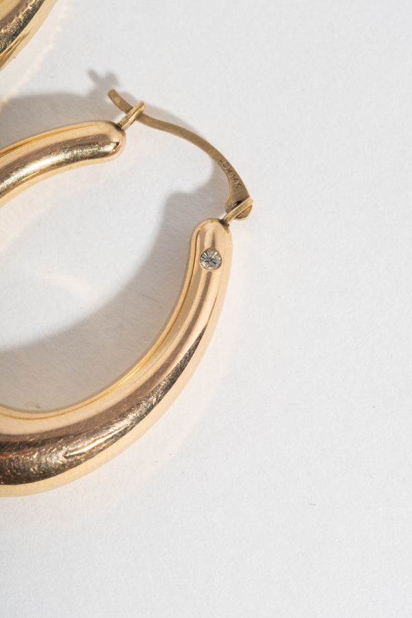 14K Oval Hoops with Diamonds