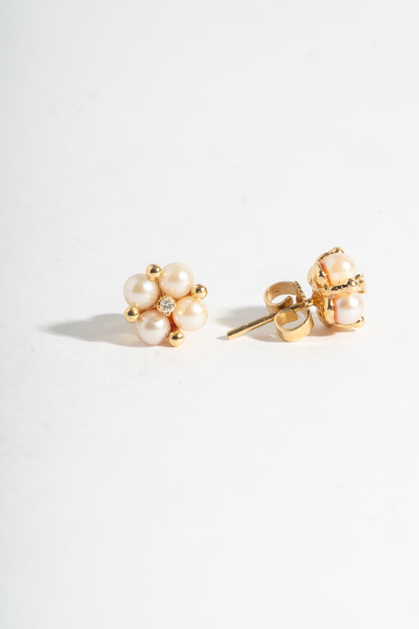 14K Pearl Cluster with Diamond Studs