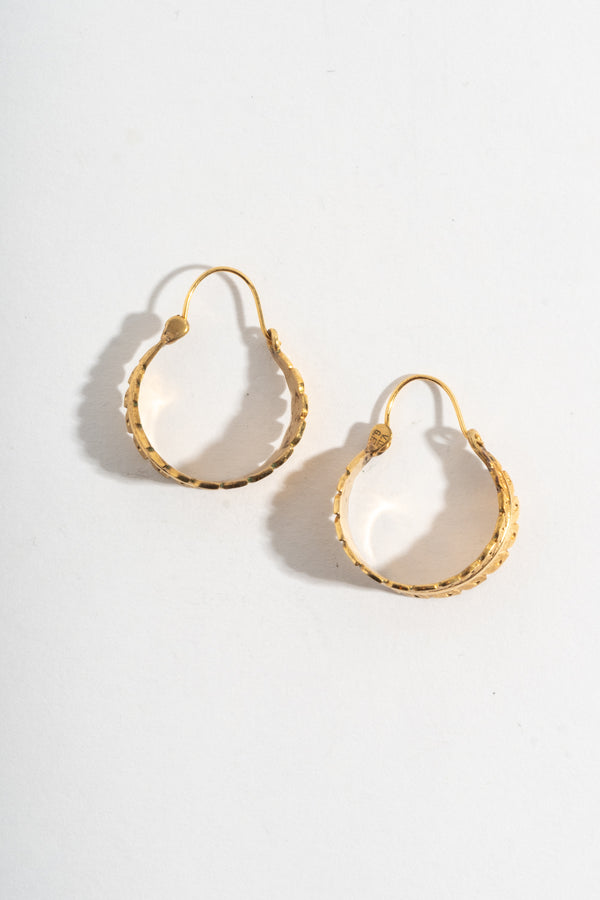 14K Victorian Feather Hoops
