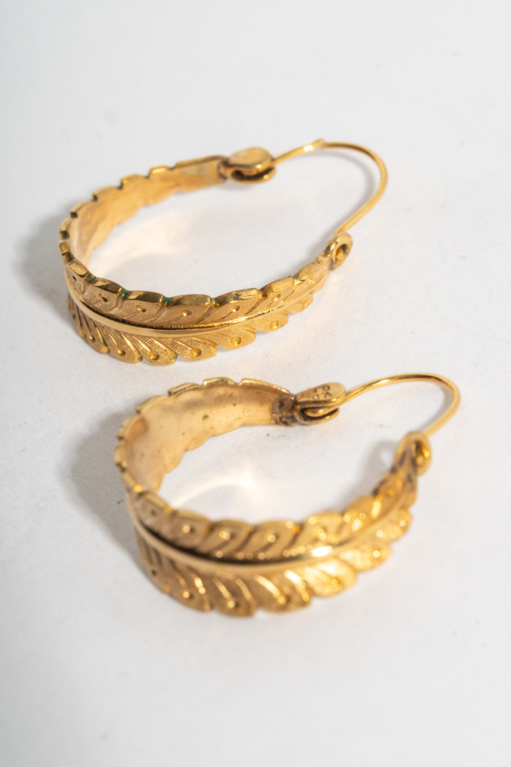 14K Victorian Feather Hoops