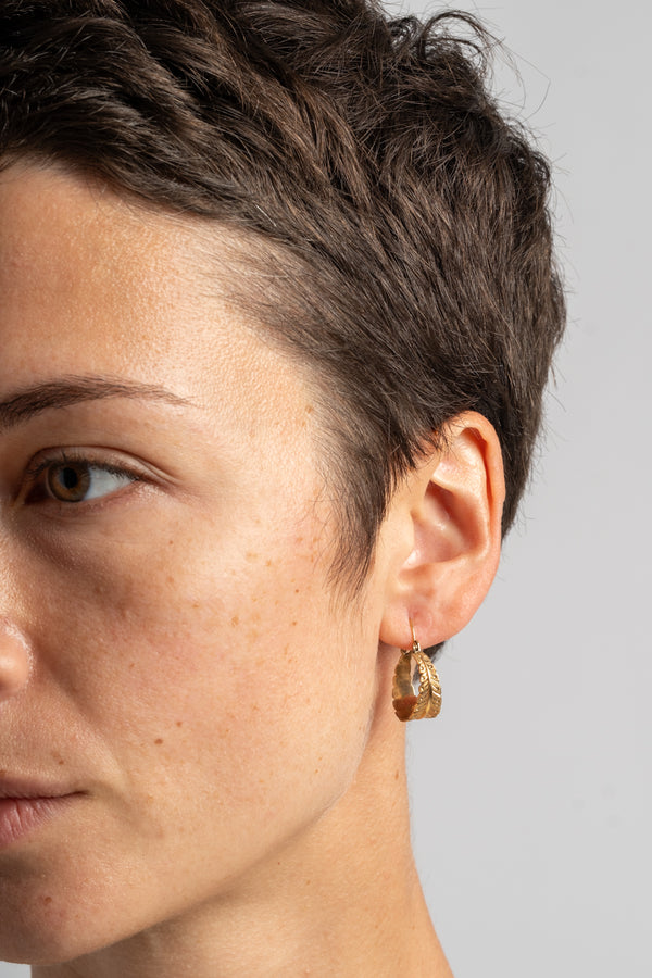 14K Victorian Feather Hoops