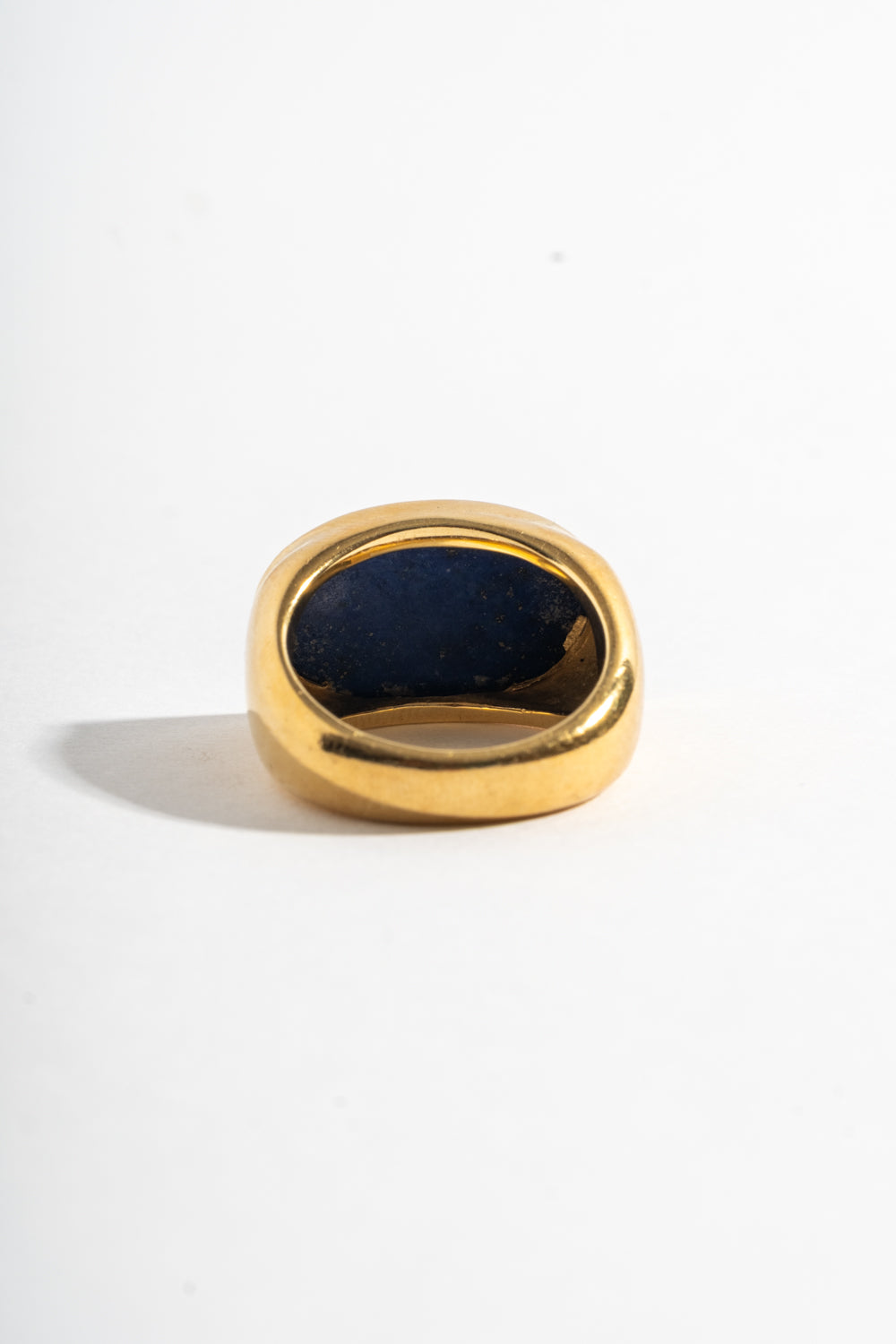 18K Flat Lapis Oval Ring Circa 1970
