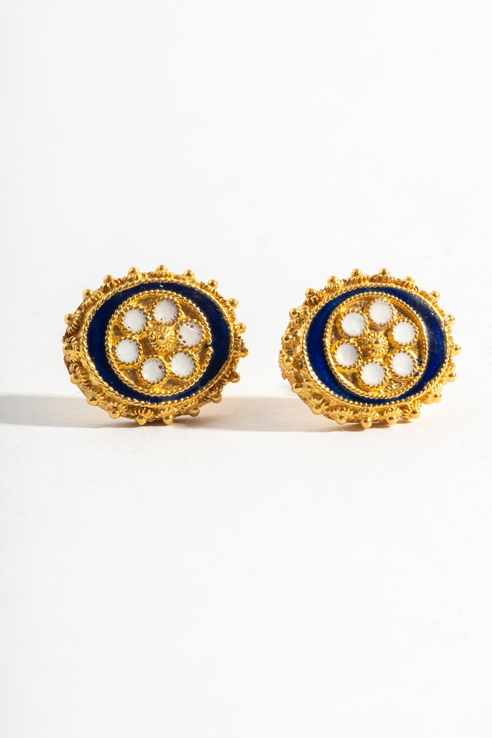 20K Enamel Filagree Stud Earrings