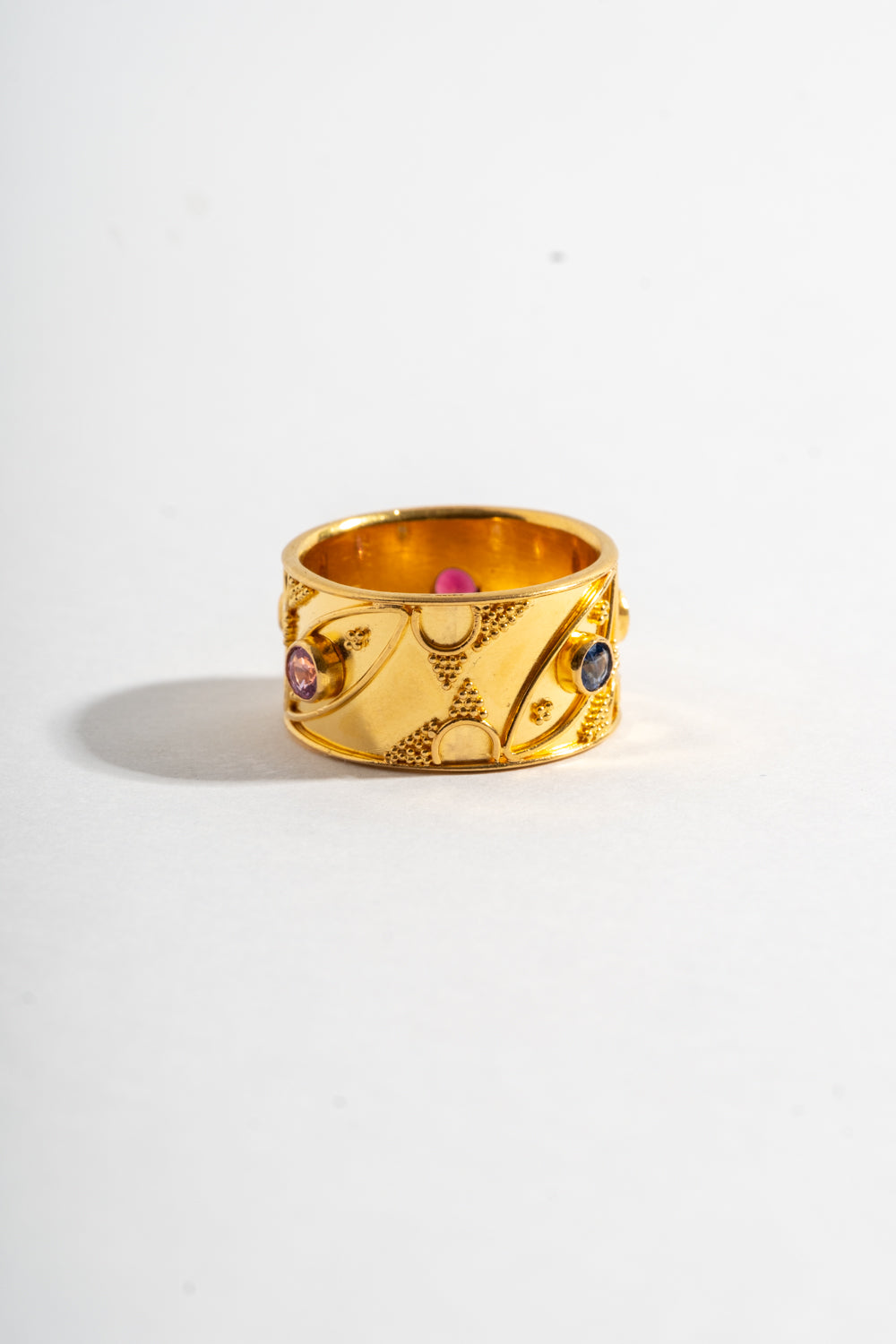22K Granulated Mixed Stone Cigar Band