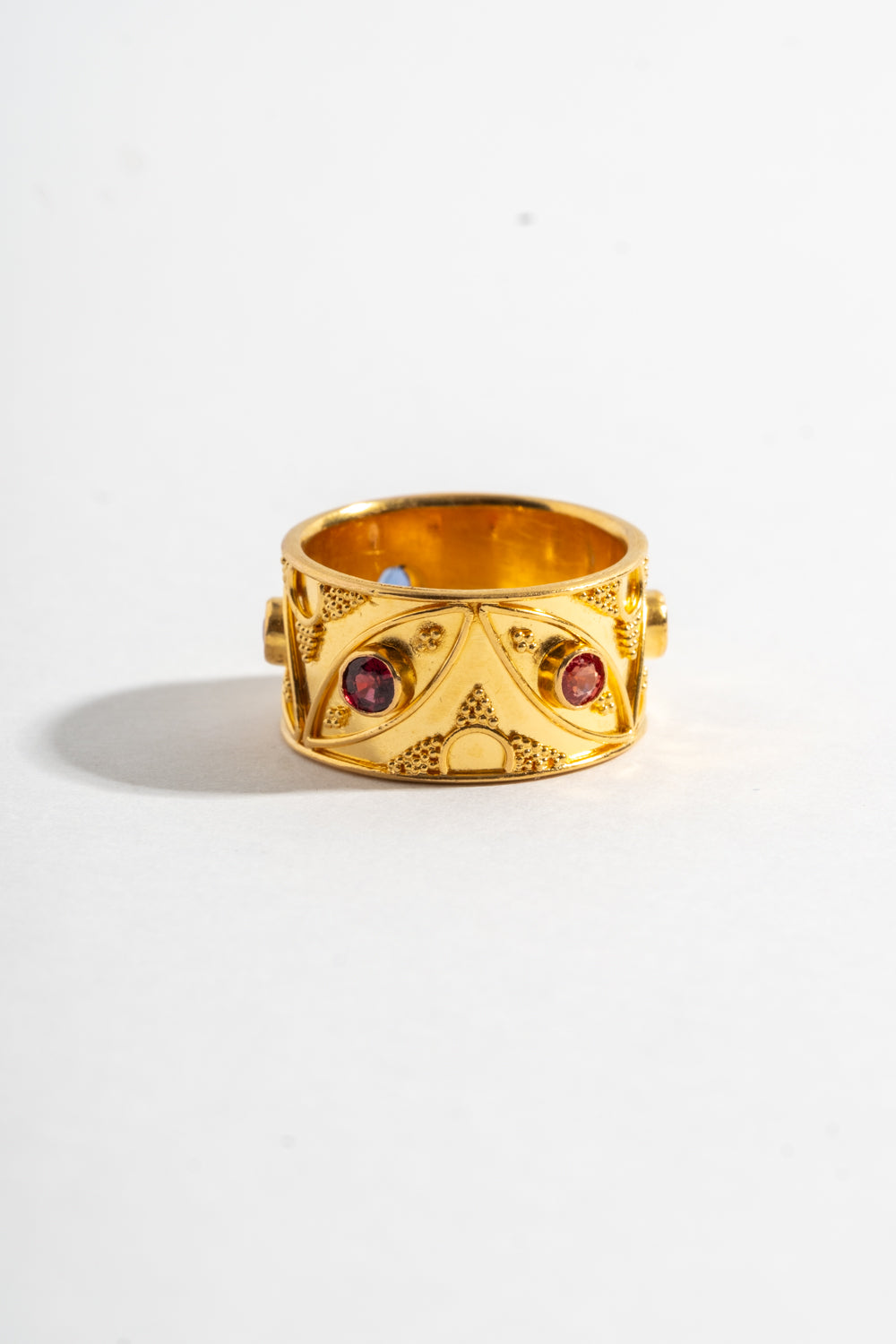 22K Granulated Mixed Stone Cigar Band