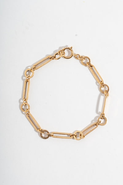 9K Simple Circle and Oval Link Chain Bracelet