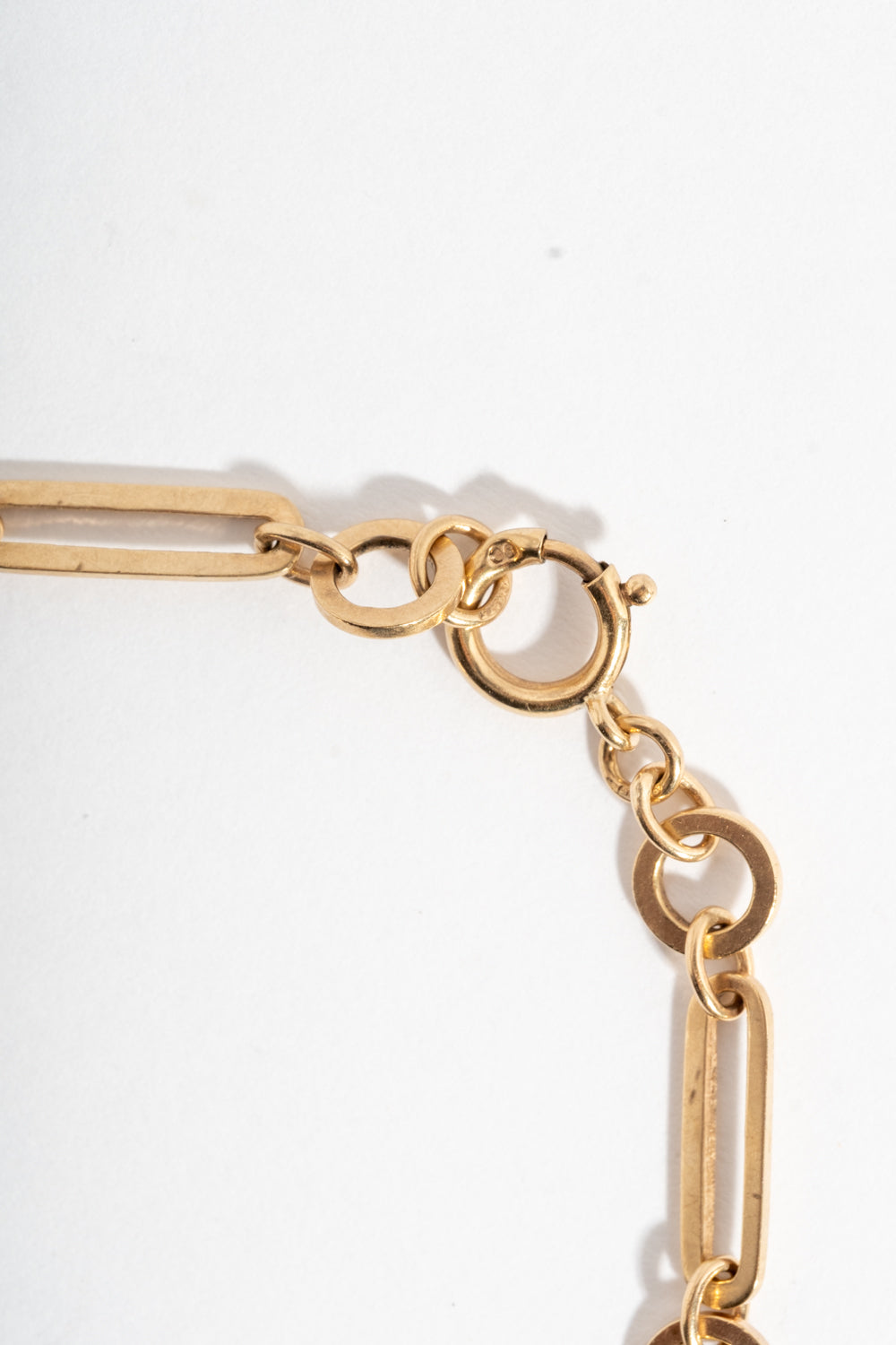 9K Simple Circle and Oval Link Chain Bracelet