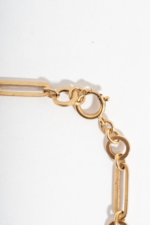 9K Simple Circle and Oval Link Chain Bracelet