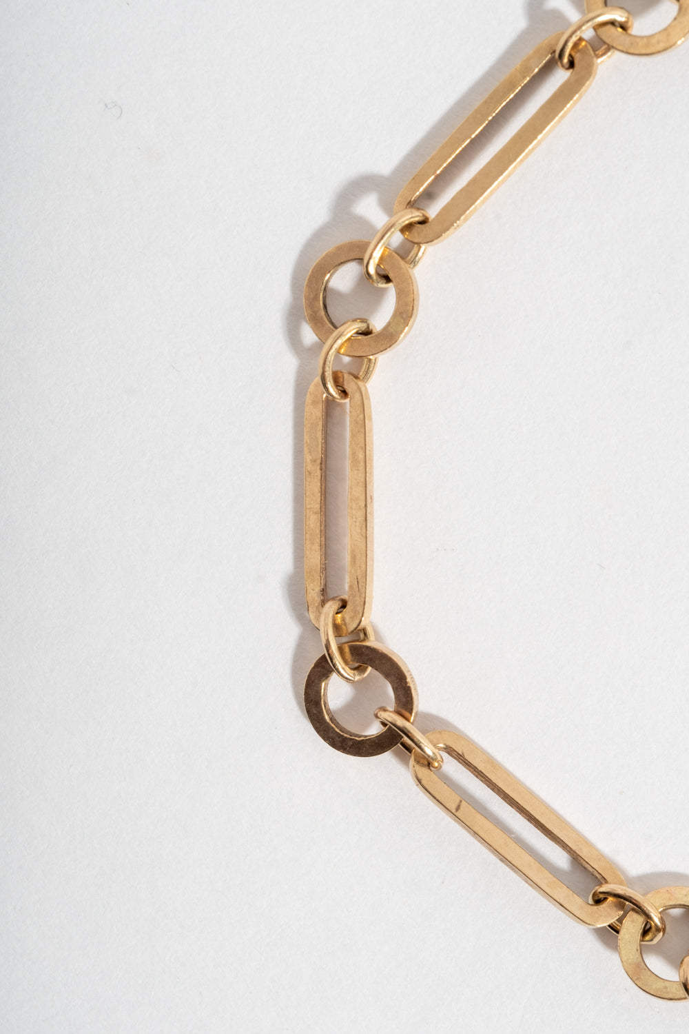 9K Simple Circle and Oval Link Chain Bracelet