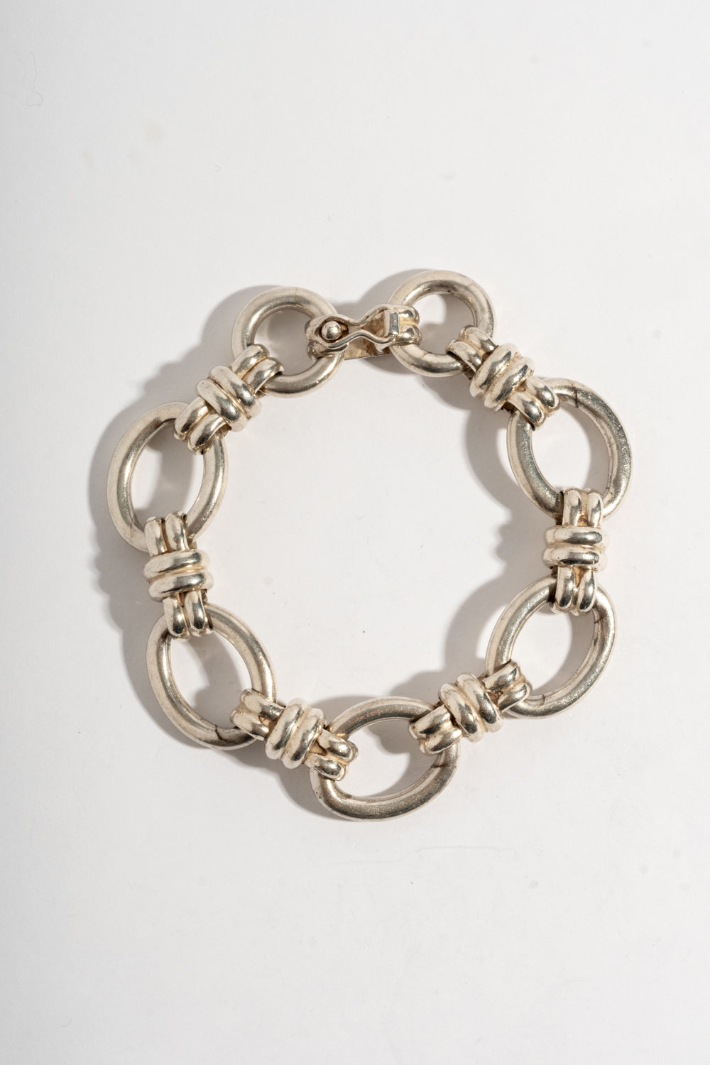 Sterling Chunky Oval and Knot Link Chain Bracelet