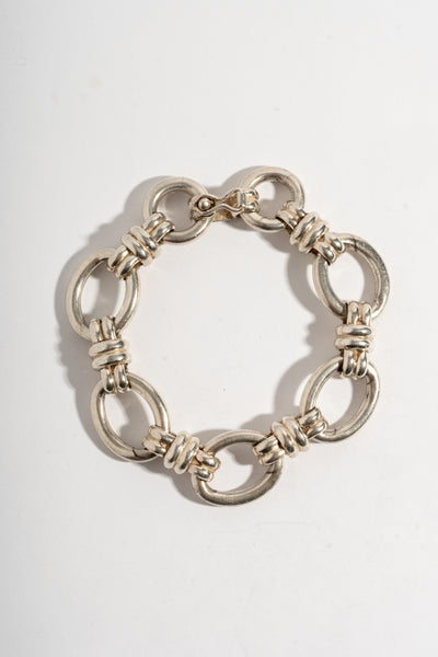 Sterling Chunky Oval and Knot Link Chain Bracelet