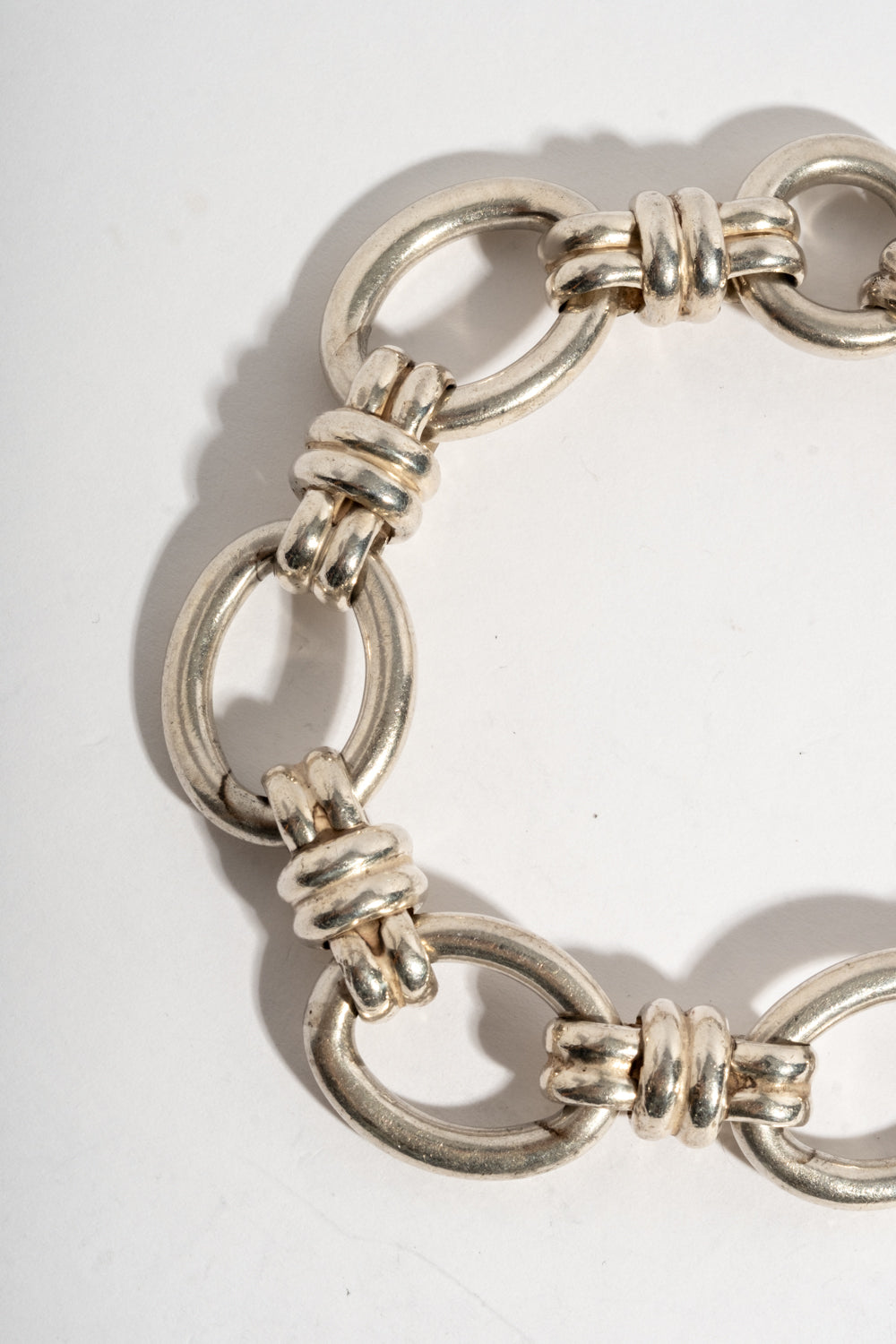 Sterling Chunky Oval and Knot Link Chain Bracelet