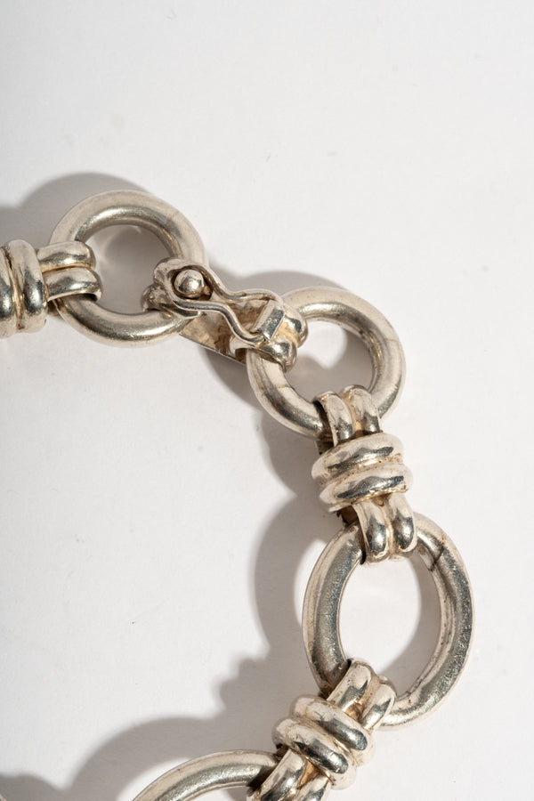Sterling Chunky Oval and Knot Link Chain Bracelet