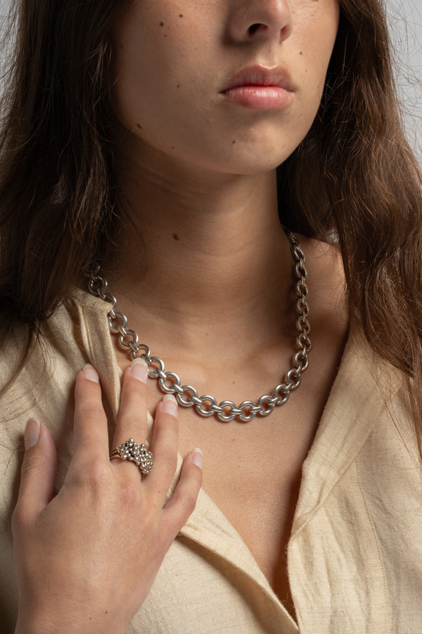 Sterling Circle Link Chain Necklace