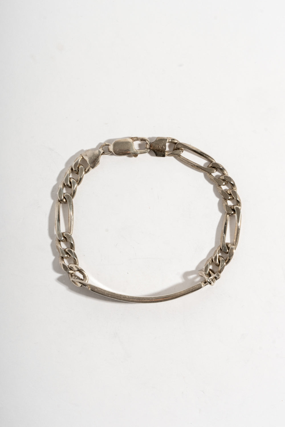Sterling Figaro Chain ID Bracelet