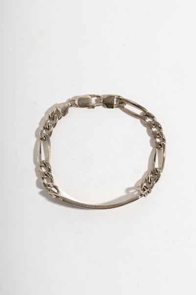 Sterling Figaro Chain ID Bracelet