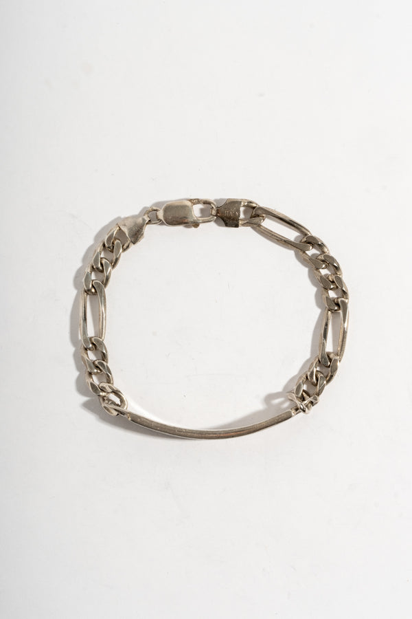 Sterling Figaro Chain ID Bracelet