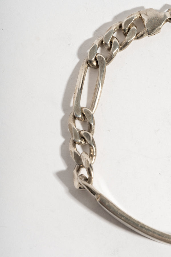 Sterling Figaro Chain ID Bracelet
