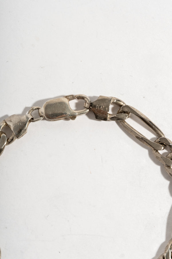 Sterling Figaro Chain ID Bracelet