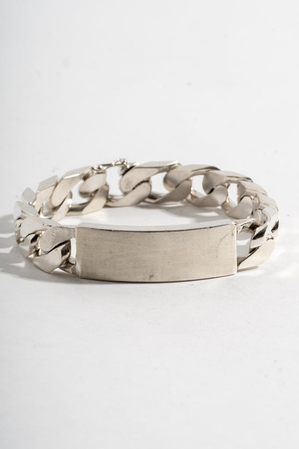 Sterling Heavy Curb Chain ID Bracelet