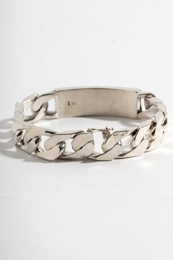 Sterling Heavy Curb Chain ID Bracelet