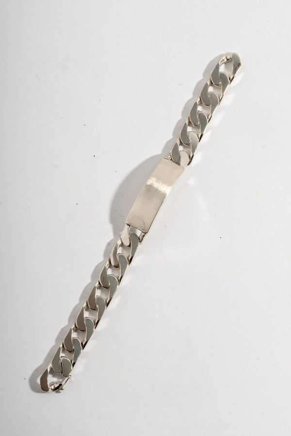 Sterling Heavy Curb Chain ID Bracelet