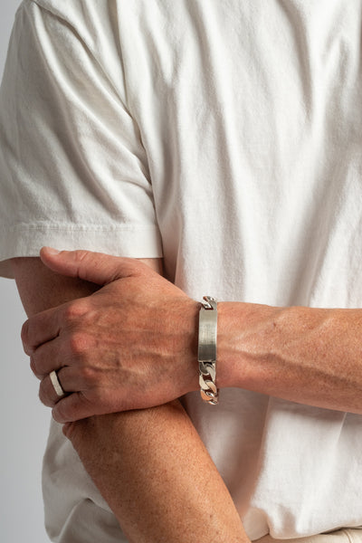 Sterling Heavy Curb Chain ID Bracelet