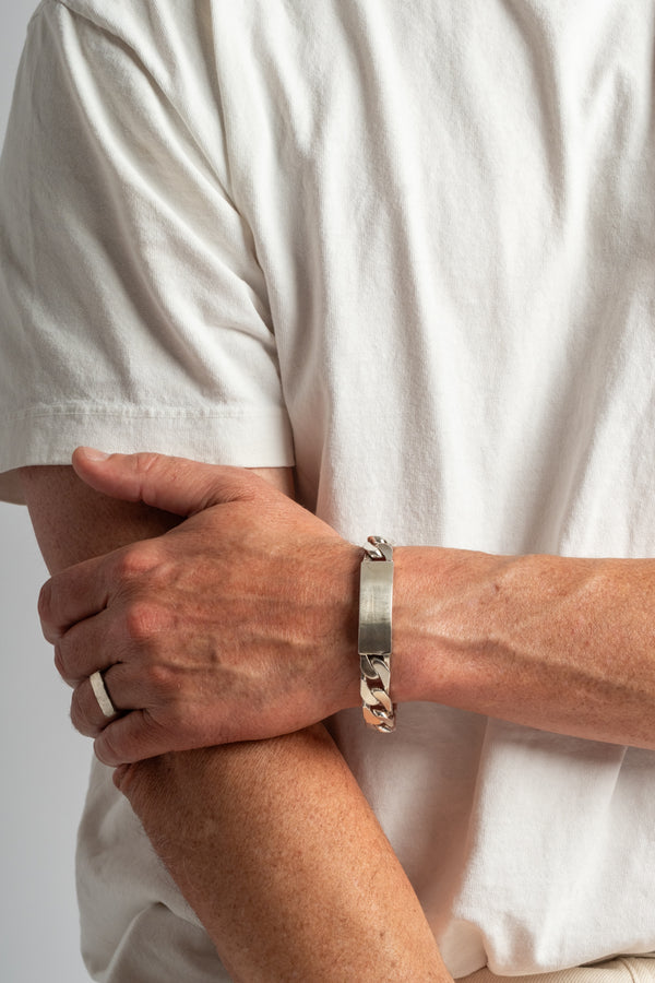 Sterling Heavy Curb Chain ID Bracelet