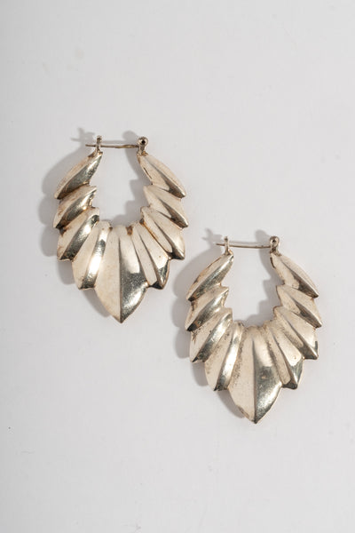 Sterling Modern Pointed Leaf Hoops
