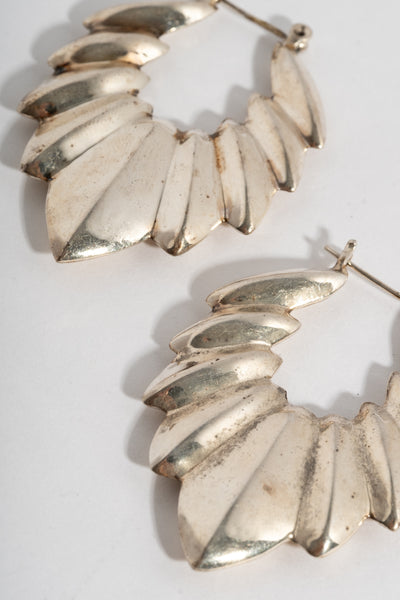 Sterling Modern Pointed Leaf Hoops