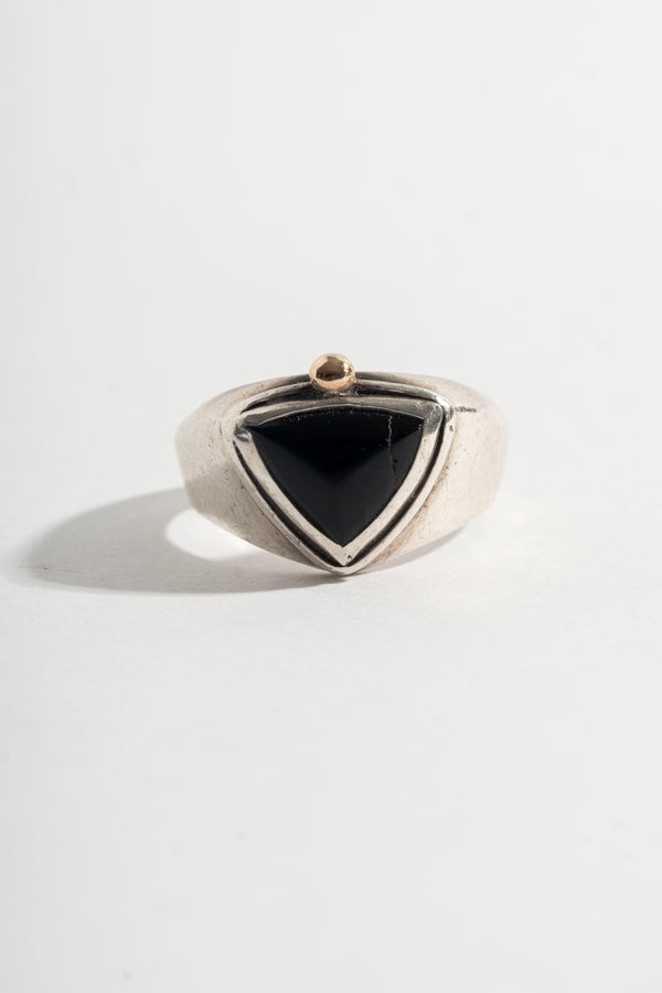 Sterling Onyx Triangle Ring