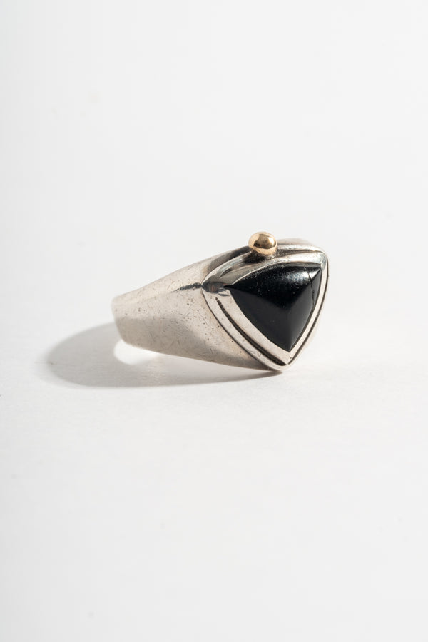 Sterling Onyx Triangle Ring