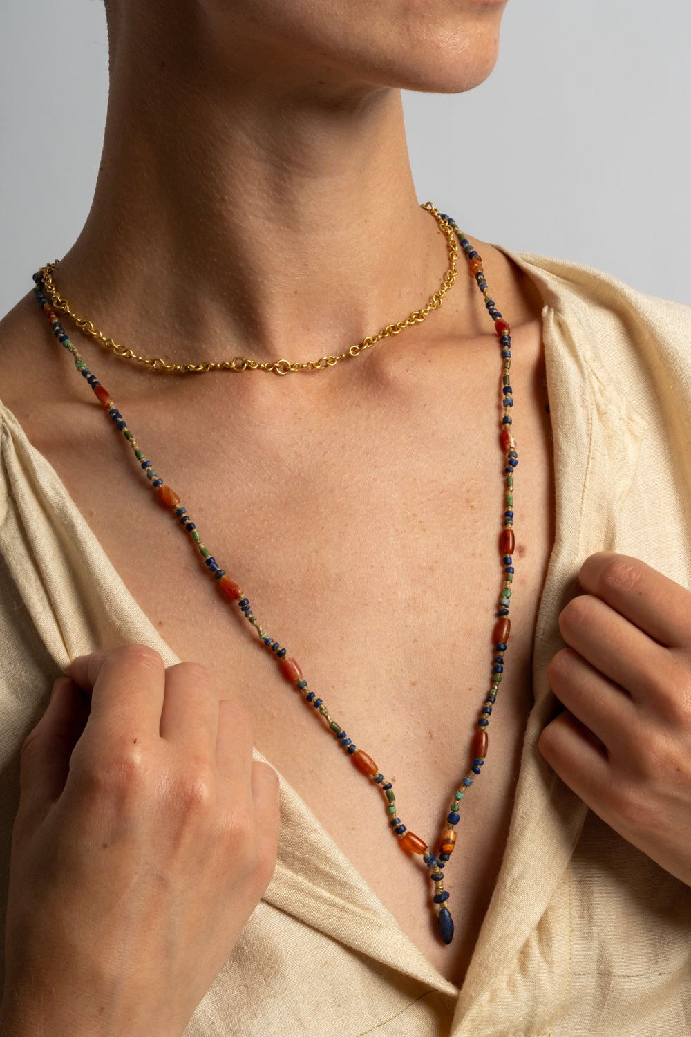 22K + Ancient Roman Bead Strand