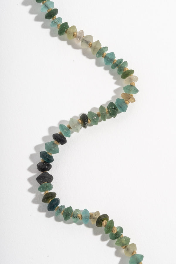 22K + Ancient Roman Glass Bead Strand
