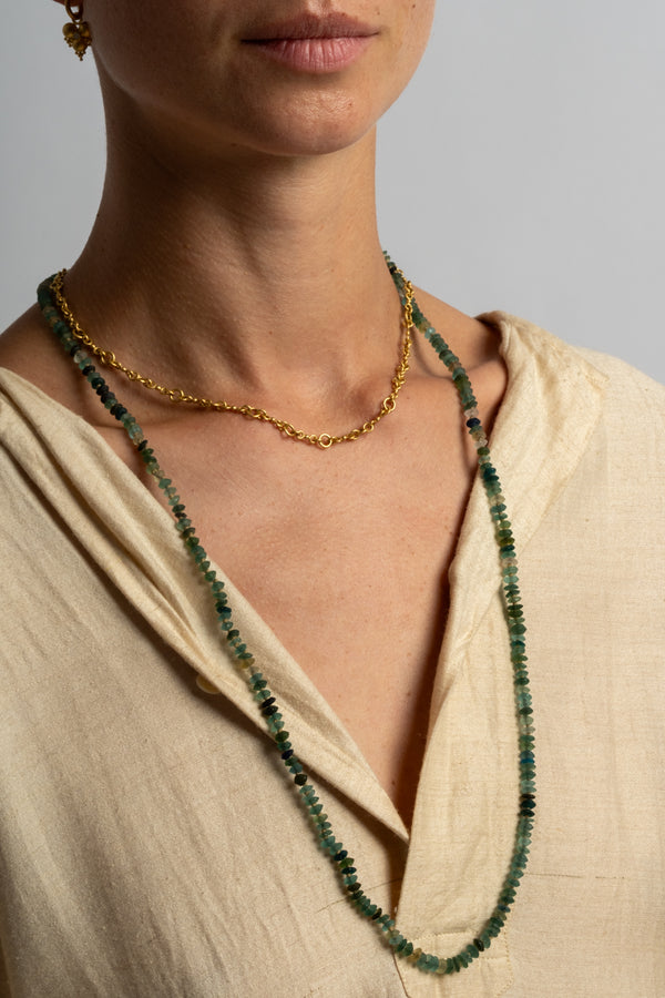 22K + Ancient Roman Glass Bead Strand