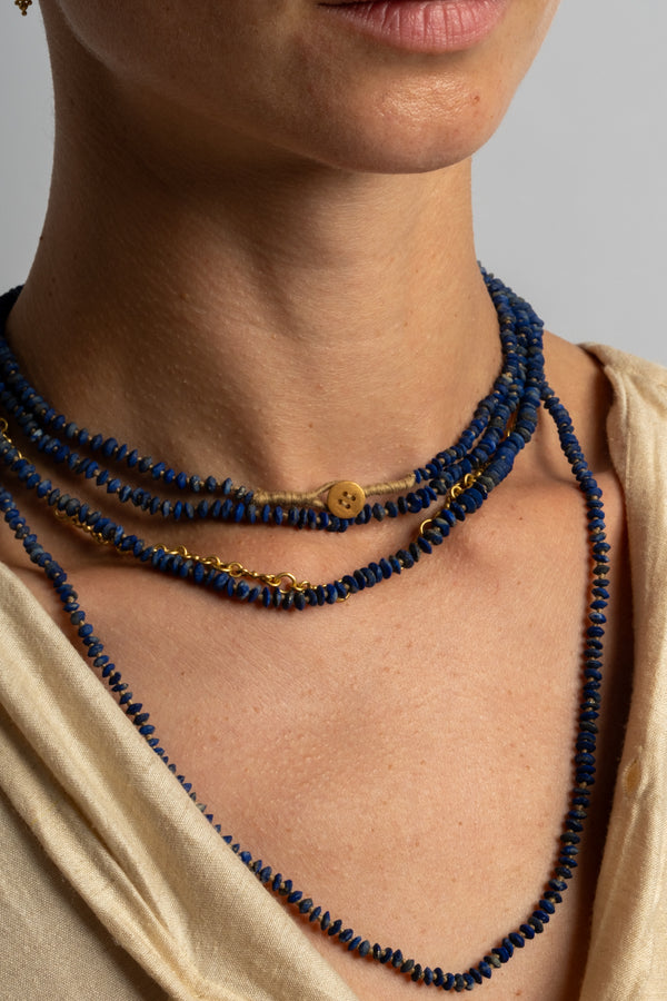 22K + Faceted Lapis Strand