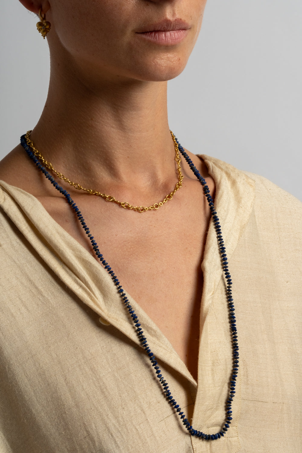 22K + Faceted Lapis Strand