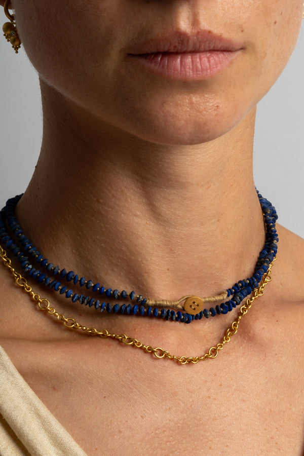 22K + Faceted Lapis Strand