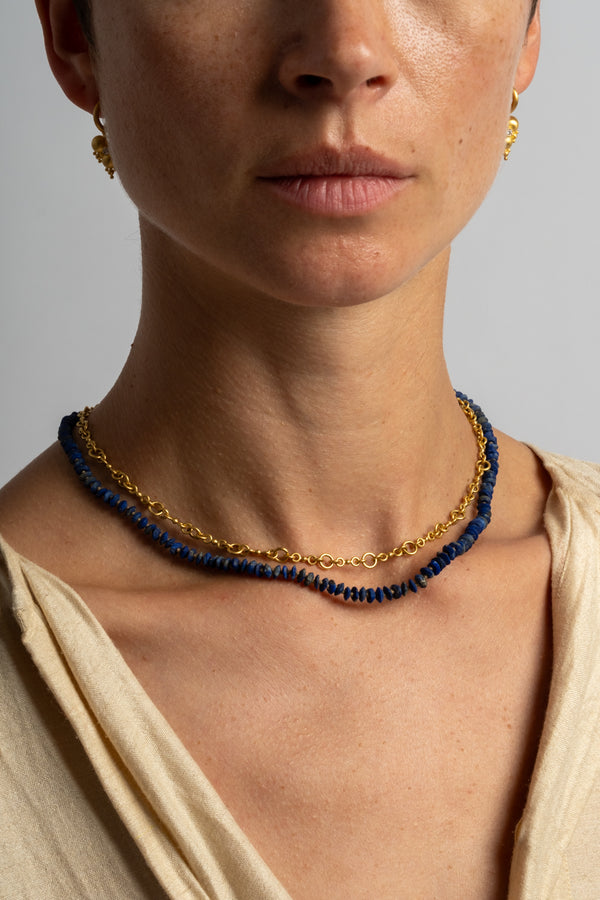 22K + Faceted Lapis Strand