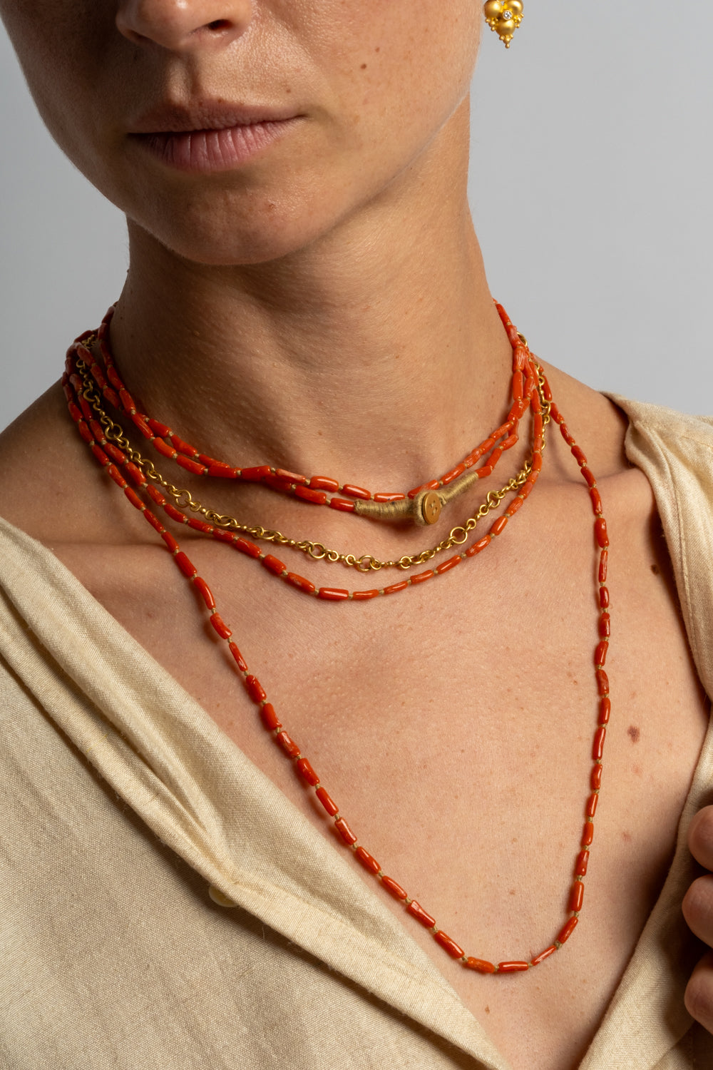 22K + Natural Sciacca Coral Strand