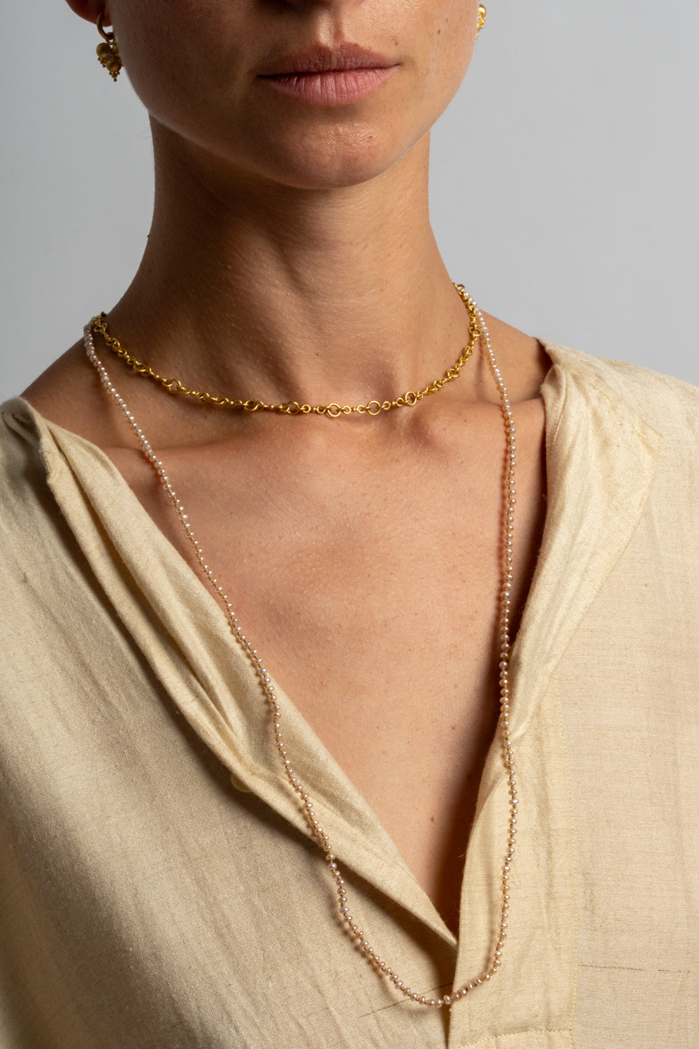 22K + Peach Pearl Strand