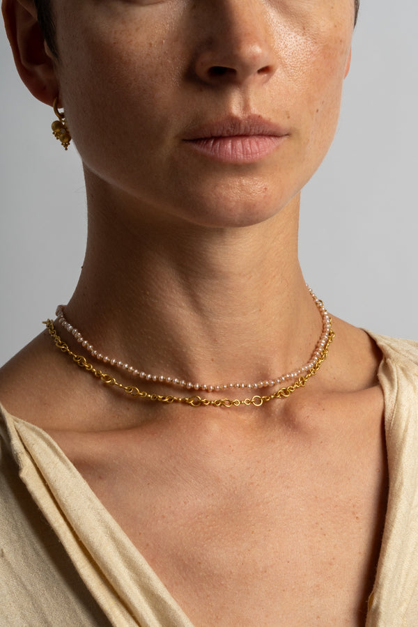 22K + Peach Pearl Strand