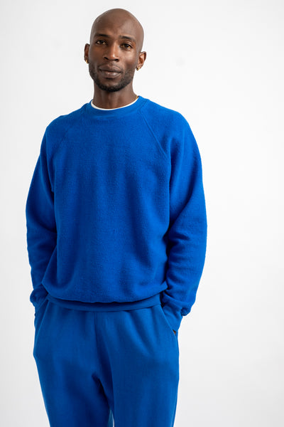 The Men's Sherpa Crewneck Sweatshirt in Yves Klein Blue