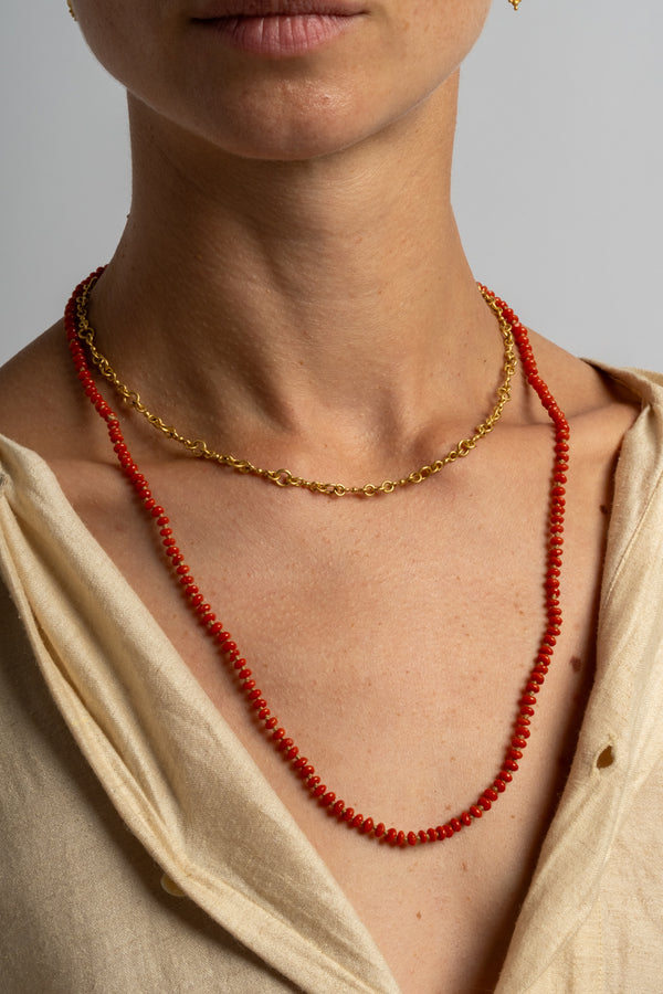 Small Oval Coral Bead Strand