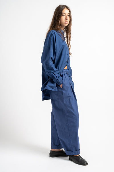 The Elastic Pant in Blue Micro Twill
