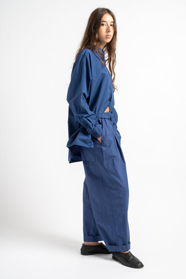 The Elastic Pant in Blue Micro Twill