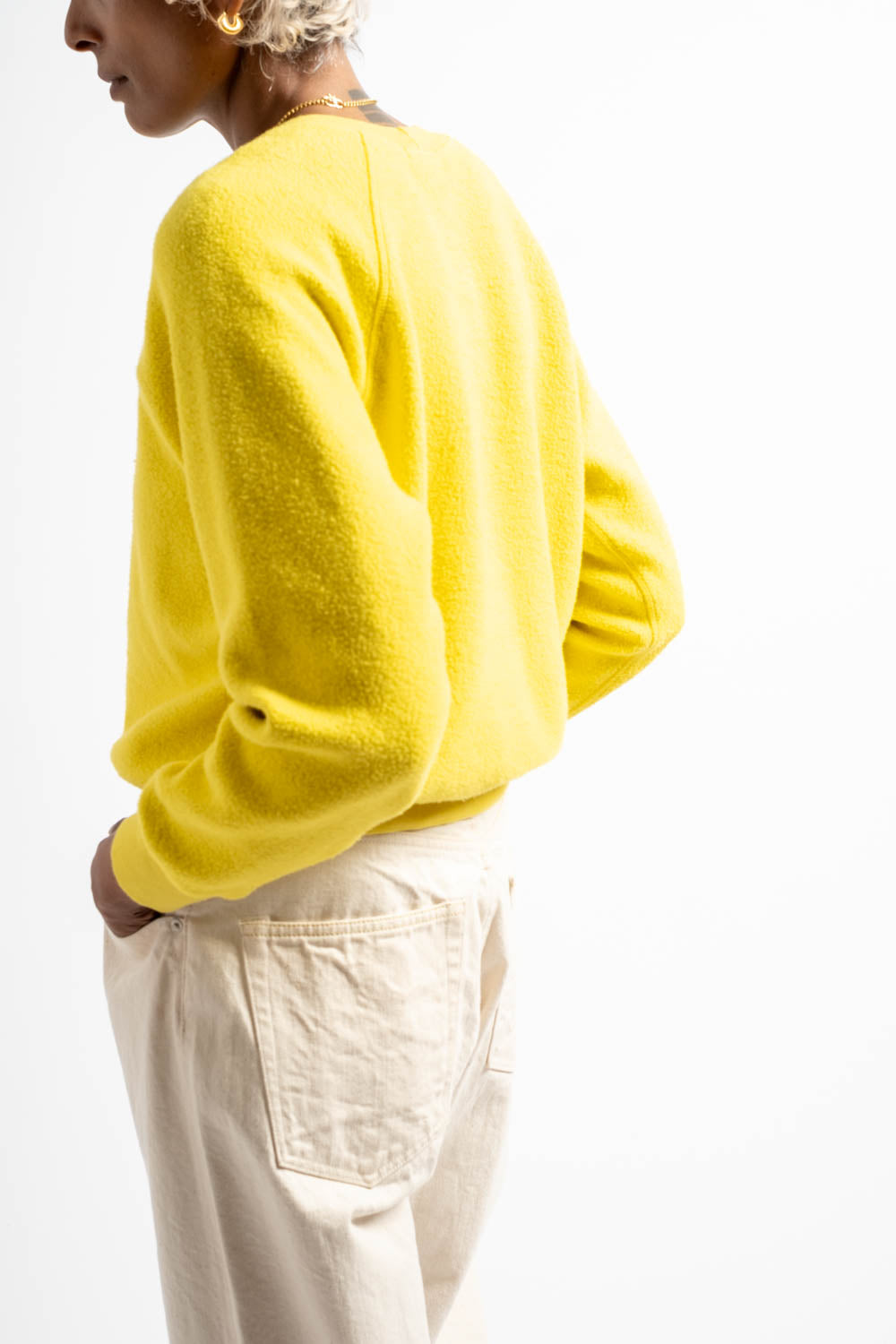 The Women's Sherpa Crewneck Sweatshirt in Bright Yellow