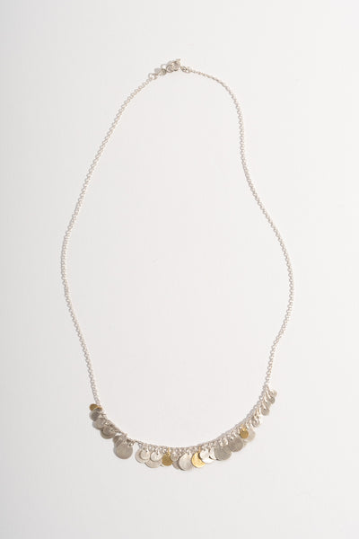 Silver + Gold Petals Arc Necklace